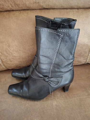 Gabor women black leather zip - black,