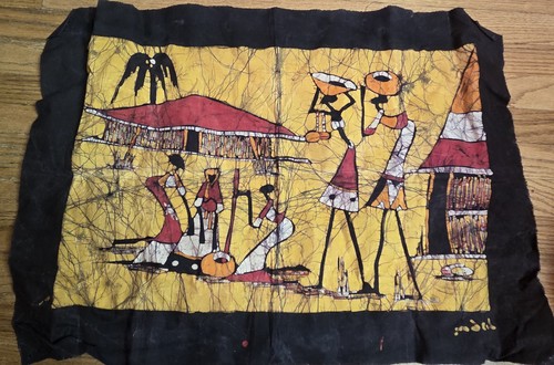 Vtg african batik fabric panel - vtg,