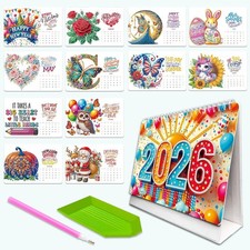 2026 Calendar Diamond Painting Kit DIY Diamond Art Desk Calendar for Home Office