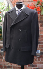 Double Breasted Grey Wool Overcoat Size S 40 - 42 - 44  Chest by Karl Jackson