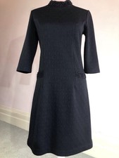 1960s Vintage High Neck Retro Mod Little Black Dress Size 10/12 VGC