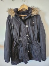 Ladies Brave Soul Padded Mid Length Coat Size 18 - Black - Hood- Winter Warm
