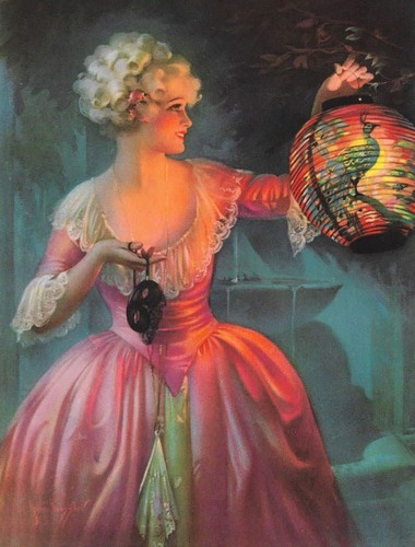 Old fashioned lady pink dress - lady,