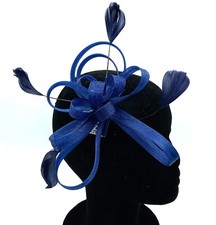 Ladies Navy Blue Feather Comb Fascinator Ladies Day Races Ascot Weddings