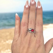 Thai Ruby Elephant Ring - Sterling Silver Adjustable Ring