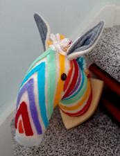 Original LIBBY BOWER 3D Rainbow Zebra Hanging Wall Plaque (Description Below)