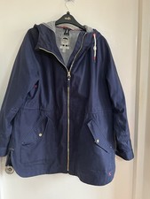 Joules Women's Size 16 Right As Rain Coat Blue Waterproof Breathable. VGC