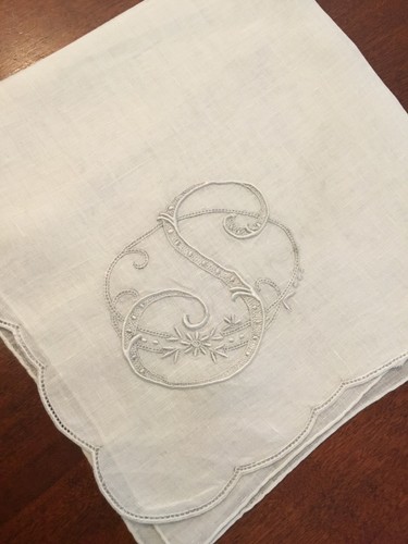 Vintage linen ladies hankie - linen,