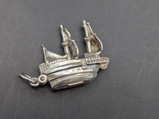 Sterling Silver GALLEON ARMADA SHIP Opening Hinged Charm Pendant 4.11gms