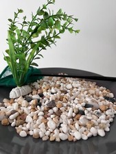 Aquarium Set: White Pebbles Gravel, Decorative Plant & Net – Fish Tank Decor