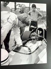 ​Signed12x16 photo Derek Bell showing Steve McQueen Formula One car 1970