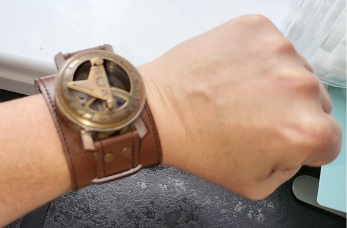 Sun dial leather watch - sun,