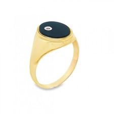 9ct Yellow Gold Diamond & Onyx