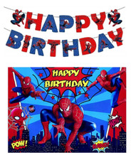 Spiderman Banner Backdrop Foil Latex Balloons Kids Birthday party Decoration