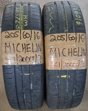 2 x 205 60 16 2056016 MICHELIN PART WORN SUMMER TYRES