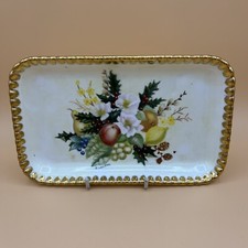 Vintage Hand Painted Small Ceramic Tray Signed Peggy Lawson 21 X 12.5 cm