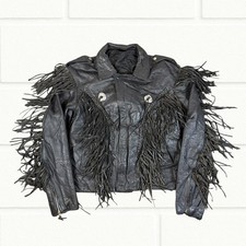 Black Leather Fringe Jacket
