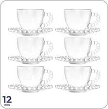 12 Piece Clear Glass Tea Cup