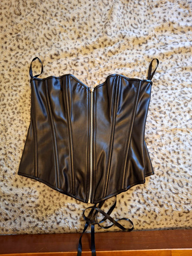 Black faux leather zip front - black, zip-front