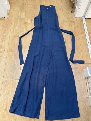 Mango blue linen jumpsuit - blue,