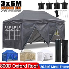 3x6m Heavy Duty Pop up Canopy Tent Marquee Garden Party Tent Outdoor with 4 Side