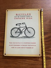 Retro-Style Metal Sign - ‘Bicycles May Be Parked Here At Owners Risk’ 20x15cm