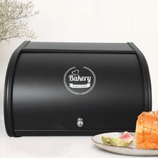Large Bread Box Roll Top Bin Storage Loaf Kitchen Counter Organiser Metal NEW