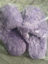 Girls Purple Fluffy Slippers
