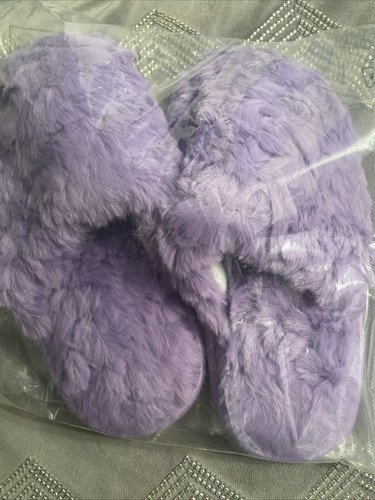 Girls purple fluffy slippers - girls,