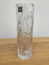 Beautiful Heavy Thomas Webb Crystal Glass Straight Edge Flower Vase 23cm Tall
