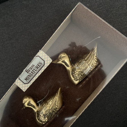 Pair vintage brass ducks - of,