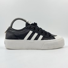 Adidas Nizza Platform Womens Black Canvas Trainers UK Size 6