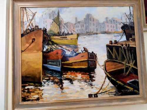Boat scene oil paintings
