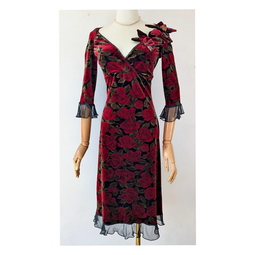 Vintage red rose velvet - vintage,