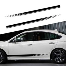 2x Car Racing Plaid Side Sticker Car Door Fender Skirt Stripes Sport Race Decal