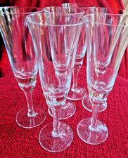 RARE 6 BOHEMIA CRYSTAL Champagne Glasses, Twisted stem Petal core Handmade V'age