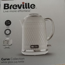 Breville Curve Electric Kettle | 1.7 L | 3KW Fast Boil | White & Chrome VKT117