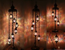 Beautiful 1/3/5/7 Muti Colour Ball Turkish Moroccan Glass Light Floor/Table Lamp