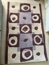 JEFF BANKS RARE VINTAGE RETRO RUG MOCHA BROWN CREAM DEEP PILE WOOL