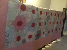 Vintage hand quilted bedspread in lovely mellow colours - would suit any scheme