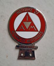 VINTAGE INSTITUTE OF ADVANCED MOTORISTS CAR BADGE / IAM / ALEXANDER TAYLOR
