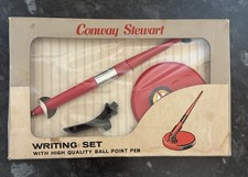 VINTAGE CONWAY STEWART WRITING SET PEN & STAND - SS UGANDA ENAMEL LOGO in Box