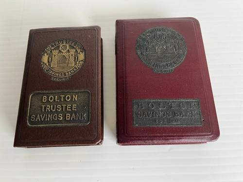 Two vintage saving box - two, box/books