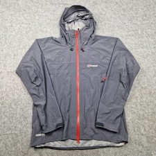 Berghaus Jacket Mens Large Grey Velum Goretex Rain Coat Hooded Walking Hiking