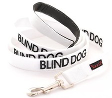 Short Standard Extra Long BLIND DOG White Lead Leash Collar Helpful Walking Aid