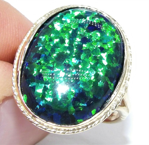 9ct gold black opal ring