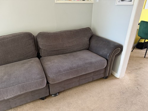 Grey solid fabric sofa - fabric,