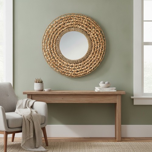 Water hyacinth wall mirror - hyacinth,