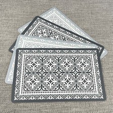 Plastic Placemats Set of 6 Moroccan Tile Grey Extra Large 43cm Dining Table Mats