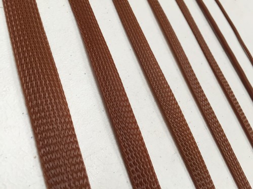 Brown braided sleeving cable - brown,